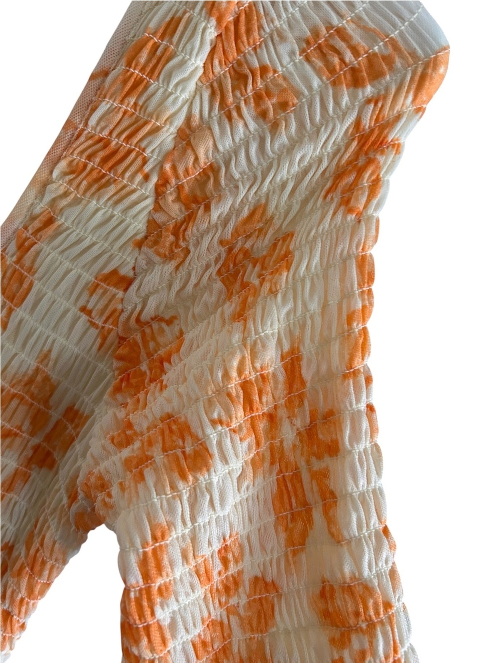 Free People Floral Smocked Maxi Dress Small Cream Orange Boho - Picture 8 of 12